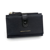 Darrahopens Fashion > Women's Fashion > Women's Handbags Black Compact Bifold Wallet for Women - High Capacity PU Leather Purse with Zipper Coin Pocket