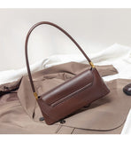 Darrahopens Fashion > Women's Fashion > Women's Handbags Black Elegant Vintage Baguette Shoulder Bag - Chic PU Leather Underarm Purse with Gold Clasp