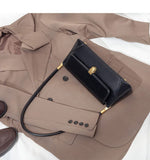 Darrahopens Fashion > Women's Fashion > Women's Handbags Black Elegant Vintage Baguette Shoulder Bag - Chic PU Leather Underarm Purse with Gold Clasp