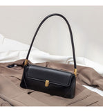 Darrahopens Fashion > Women's Fashion > Women's Handbags Black Elegant Vintage Baguette Shoulder Bag - Chic PU Leather Underarm Purse with Gold Clasp