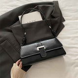 Darrahopens Fashion > Women's Fashion > Women's Handbags Black French Chic Baguette Shoulder Bag Women’s Minimalist Crossbody Bag with Premium Feel