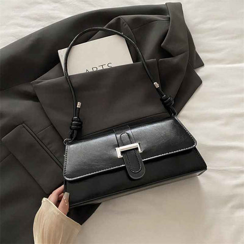 Darrahopens Fashion > Women's Fashion > Women's Handbags Black French Chic Baguette Shoulder Bag Women’s Minimalist Crossbody Bag with Premium Feel