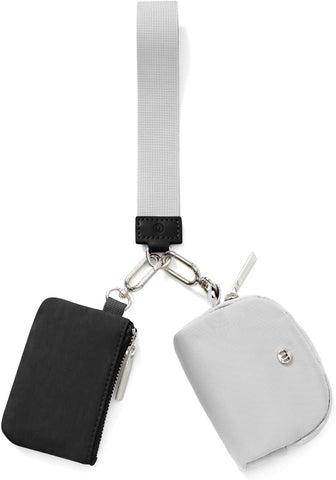 Darrahopens Fashion > Women's Fashion > Women's Handbags Black Grey Women's Ultralight Fashion Nylon Wristlet Pouch Set - Portable Mini Coin Purse & Key Holder Wallet