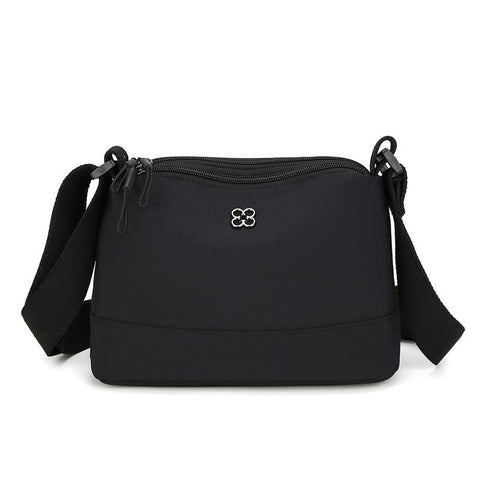 Darrahopens Fashion > Women's Fashion > Women's Handbags Black Lightweight Multi-Layer Crossbody Bag for Women – Compact, Water-Resistant Nylon Shoulder Bag with Adjustable Strap