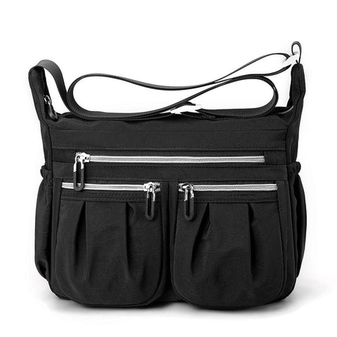 Darrahopens Fashion > Women's Fashion > Women's Handbags Black Multi-Pocket Lightweight Nylon Crossbody Bag – Stylish, Functional, and Spacious Shoulder Bag for Women