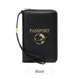 Darrahopens Fashion > Women's Fashion > Women's Handbags Black RFID Blocking Travel Passport Holder - Multi-functional Waterproof PU Leather Security Travel Wallet with Zipper and Wristband