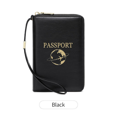 Darrahopens Fashion > Women's Fashion > Women's Handbags Black RFID Blocking Travel Passport Holder - Multi-functional Waterproof PU Leather Security Travel Wallet with Zipper and Wristband