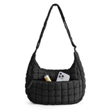 Darrahopens Fashion > Women's Fashion > Women's Handbags Black Ruched Cloud Shoulder Bag with Puffy Down Cotton Padded Dumpling Shape Lightweight Crossbody Handbag for Local Women Fashionable Daily Essential