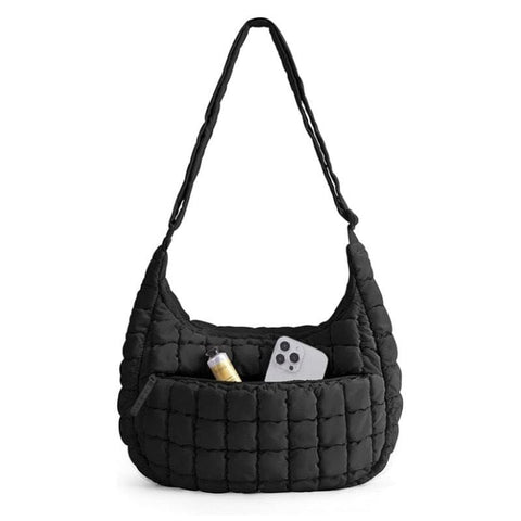 Darrahopens Fashion > Women's Fashion > Women's Handbags Black Ruched Cloud Shoulder Bag with Puffy Down Cotton Padded Dumpling Shape Lightweight Crossbody Handbag for Local Women Fashionable Daily Essential
