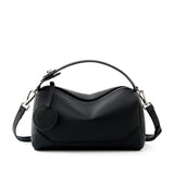 Darrahopens Fashion > Women's Fashion > Women's Handbags Black Women Genuine First Layer Cowhide Boston Bag Fashionable Handheld Crossbody Shoulder Bag with 115cm Adjustable Strap