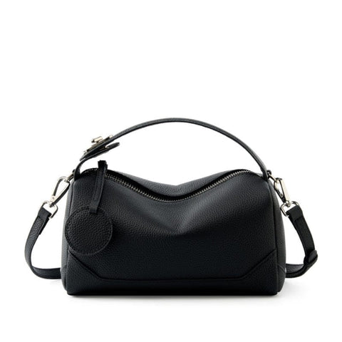 Darrahopens Fashion > Women's Fashion > Women's Handbags Black Women Genuine First Layer Cowhide Boston Bag Fashionable Handheld Crossbody Shoulder Bag with 115cm Adjustable Strap