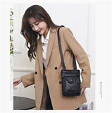 Darrahopens Fashion > Women's Fashion > Women's Handbags Black Women's Crossbody Bag Soft PU Leather Shoulder Phone Bag Vintage European Style Small Messenger Purse
