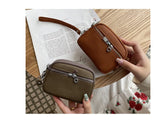 Darrahopens Fashion > Women's Fashion > Women's Handbags Black Women's Mini Genuine Leather Coin Purse Double Zipper Organiser Multi-function Wristlet Wallet