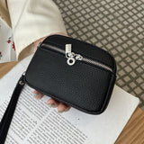 Darrahopens Fashion > Women's Fashion > Women's Handbags Black Women's Mini Genuine Leather Coin Purse Double Zipper Organiser Multi-function Wristlet Wallet