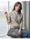 Darrahopens Fashion > Women's Fashion > Women's Handbags Black Women's Soft Washed PU Leather Crossbody Bag - Multi-Pocket Casual Shoulder Purse for Everyday Organization