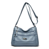 Darrahopens Fashion > Women's Fashion > Women's Handbags Blue Women's Soft Washed PU Leather Crossbody Bag - Multi-Pocket Casual Shoulder Purse for Everyday Organization