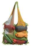 Darrahopens Fashion > Women's Fashion > Women's Handbags Boho Knit Tote Bag with 3D Fish Applique – Patchwork Shoulder Bag for Women, Beach, Travel & Daily Use – Soft Fringe Design (Green)