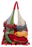 Darrahopens Fashion > Women's Fashion > Women's Handbags Boho Knit Tote Bag with 3D Fish Applique – Patchwork Shoulder Bag for Women, Beach, Travel & Daily Use – Soft Fringe Design (Red)