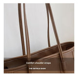 Darrahopens Fashion > Women's Fashion > Women's Handbags Brown Chic Large Capacity Tote Bag - PU Leather Commuter Shoulder Handbag for Women