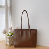 Darrahopens Fashion > Women's Fashion > Women's Handbags Brown Chic Large Capacity Tote Bag - PU Leather Commuter Shoulder Handbag for Women