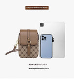 Darrahopens Fashion > Women's Fashion > Women's Handbags Brown Chic Round Mini Crossbody Phone Purse - PU Leather Vertical Shoulder Bag with Headphone Port