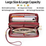 Darrahopens Fashion > Women's Fashion > Women's Handbags Brown Double Zipper Women's Wallet - Large Capacity Clutch Organizer with Wristlet Strap