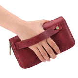 Darrahopens Fashion > Women's Fashion > Women's Handbags Brown Double Zipper Women's Wallet - Large Capacity Clutch Organizer with Wristlet Strap