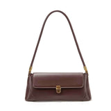 Darrahopens Fashion > Women's Fashion > Women's Handbags Brown Elegant Vintage Baguette Shoulder Bag - Chic PU Leather Underarm Purse with Gold Clasp