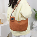 Darrahopens Fashion > Women's Fashion > Women's Handbags Brown Minimalist Corduroy Crossbody Bag – Large Capacity Single Shoulder & Diagonal Sling Bag in Korean Style