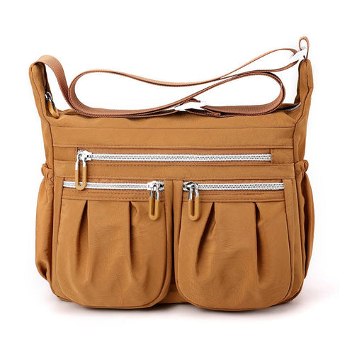 Darrahopens Fashion > Women's Fashion > Women's Handbags Brown Multi-Pocket Lightweight Nylon Crossbody Bag – Stylish, Functional, and Spacious Shoulder Bag for Women