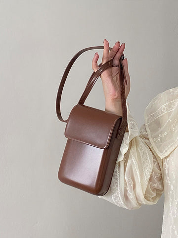 Darrahopens Fashion > Women's Fashion > Women's Handbags Brown Stylish Women's Crossbody Phone Bag – Compact Vertical PU Leather Mini Shoulder Bag with Magnetic Closure (Adjustable Strap)