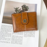 Darrahopens Fashion > Women's Fashion > Women's Handbags Brown Vintage PU Leather Women's Short Wallet - Elegant Zipper Coin Pocket Multi-Function Card Holder