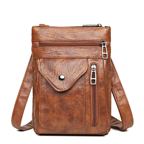 Darrahopens Fashion > Women's Fashion > Women's Handbags Brown Women's Crossbody Bag Soft PU Leather Shoulder Phone Bag Vintage European Style Small Messenger Purse