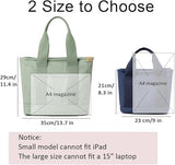 Darrahopens Fashion > Women's Fashion > Women's Handbags Canvas Handmade Tote Bag with Zipper and Compartments, Black Small Size, Multifunctional Satchel for Women, University, School, Work, and Travel