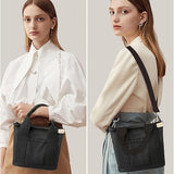 Darrahopens Fashion > Women's Fashion > Women's Handbags Canvas Handmade Tote Bag with Zipper and Compartments, Black Small Size, Multifunctional Satchel for Women, University, School, Work, and Travel