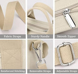 Darrahopens Fashion > Women's Fashion > Women's Handbags Canvas Handmade Tote Bag with Zipper and Compartments, Black Small Size, Multifunctional Satchel for Women, University, School, Work, and Travel