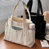 Darrahopens Fashion > Women's Fashion > Women's Handbags Canvas Tote Bag for Work Travel College Student Book Bag Large Capacity Shoulder Bag Black