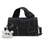 Darrahopens Fashion > Women's Fashion > Women's Handbags Chic Patchwork Denim Handbag - Versatile Crossbody, Shoulder & Top-Handle Bag(black)