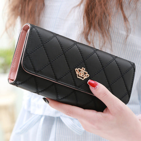 Darrahopens Fashion > Women's Fashion > Women's Handbags Christmas gift Women's Quilted Leather Wallet, Stylish Long Clutch with Heart Accent, for Cards & Cash Organization（black）