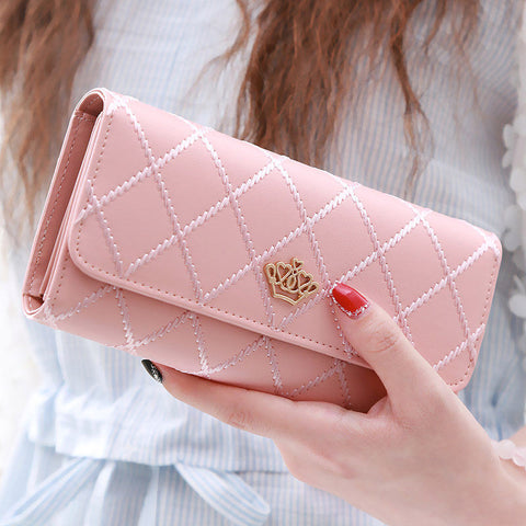 Darrahopens Fashion > Women's Fashion > Women's Handbags Christmas gift Women's Quilted Leather Wallet, Stylish Long Clutch with Heart Accent, for Cards & Cash Organization（pink）