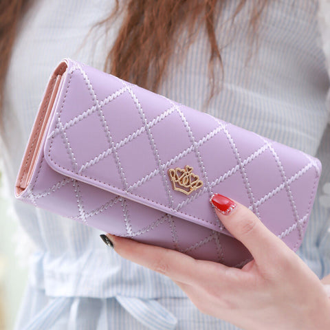 Darrahopens Fashion > Women's Fashion > Women's Handbags Christmas gift Women's Quilted Leather Wallet, Stylish Long Clutch with Heart Accent, for Cards & Cash Organization（purple）