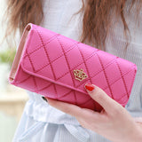Darrahopens Fashion > Women's Fashion > Women's Handbags Christmas gift Women's Quilted Leather Wallet, Stylish Long Clutch with Heart Accent, for Cards & Cash Organization（red）