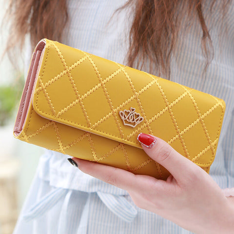 Darrahopens Fashion > Women's Fashion > Women's Handbags Christmas gift Women's Quilted Leather Wallet, Stylish Long Clutch with Heart Accent, for Cards & Cash Organization（yellow）