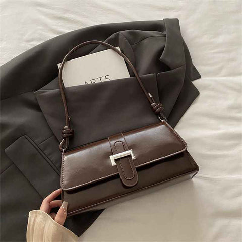 Darrahopens Fashion > Women's Fashion > Women's Handbags Coffee color French Chic Baguette Shoulder Bag Women’s Minimalist Crossbody Bag with Premium Feel