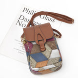 Darrahopens Fashion > Women's Fashion > Women's Handbags Color-Block Diamond Pattern PU Leather Crossbody Phone Bag – Retro Mini Wallet with Adjustable Strap & Dual Zipper Closure (Brown)