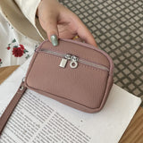 Darrahopens Fashion > Women's Fashion > Women's Handbags Dark Pink Women's Mini Genuine Leather Coin Purse Double Zipper Organiser Multi-function Wristlet Wallet