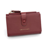 Darrahopens Fashion > Women's Fashion > Women's Handbags Dark Red Compact Bifold Wallet for Women - High Capacity PU Leather Purse with Zipper Coin Pocket