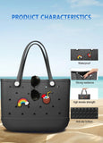 Darrahopens Fashion > Women's Fashion > Women's Handbags EVA Beach Tote Bag for Swimming, Pool & Travel – Waterproof Washable Rubber Handbag with 2 Random Charms, Lightweight & Sand-Resistant (Black) | Other Colors Available in Store