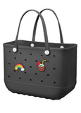 Darrahopens Fashion > Women's Fashion > Women's Handbags EVA Beach Tote Bag for Swimming, Pool & Travel – Waterproof Washable Rubber Handbag with 2 Random Charms, Lightweight & Sand-Resistant (Black) | Other Colors Available in Store