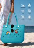 Darrahopens Fashion > Women's Fashion > Women's Handbags EVA Beach Tote Bag for Swimming, Pool & Travel – Waterproof Washable Rubber Handbag with 2 Random Charms, Lightweight & Sand-Resistant (Blue) | Other Colors Available in Store